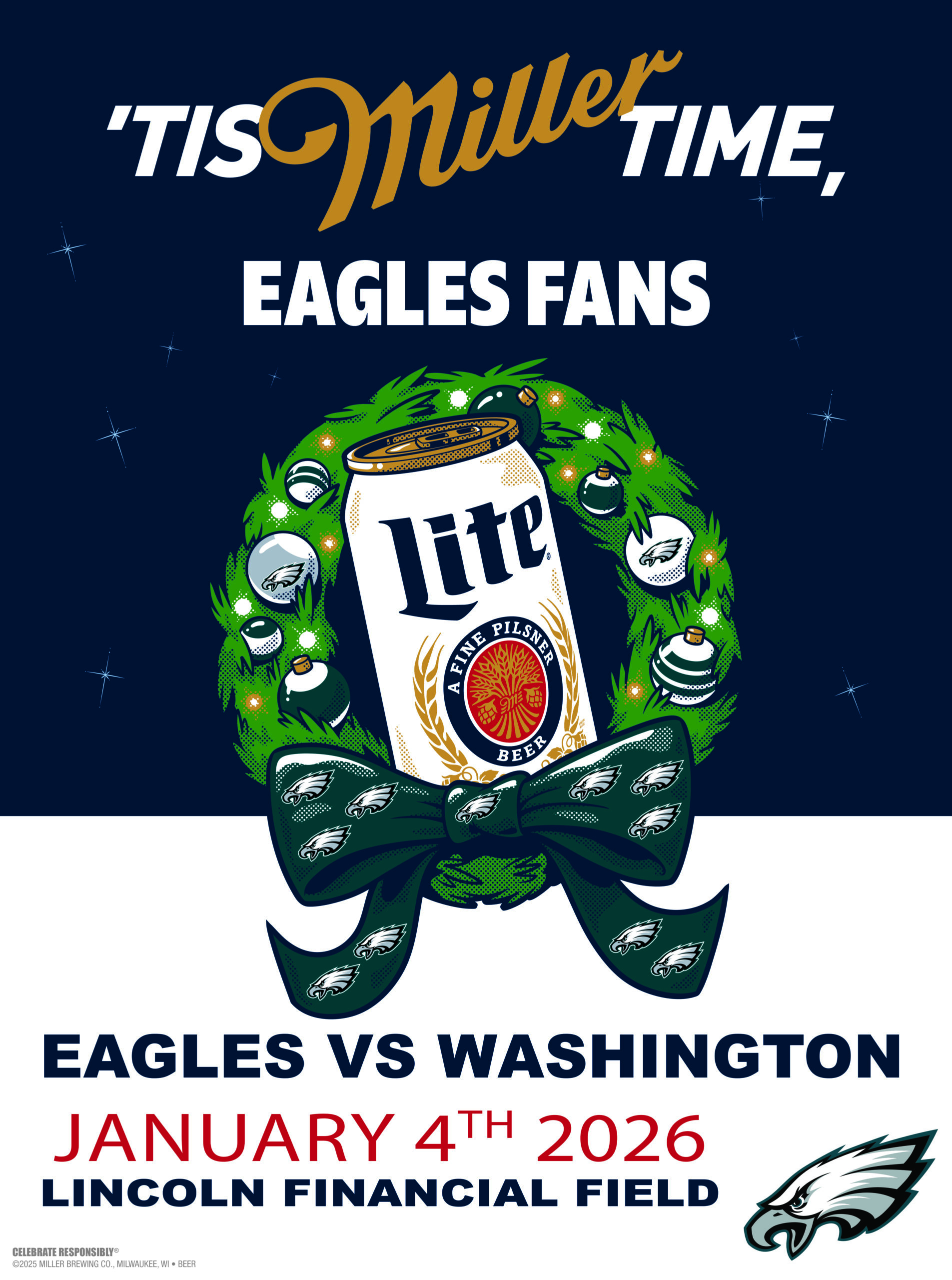 Miller Lite Holiday Philadelphia Eagles Poster 18x24 copy
